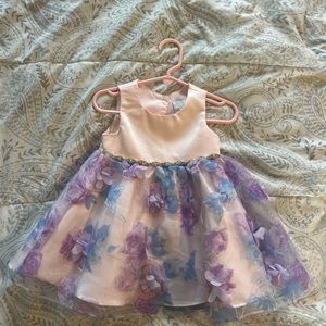 Toddler Girl 18 months Peach & Purple Floral Special Occasion Dress